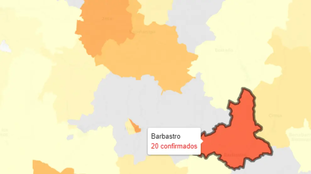 Barbastro es la zona de salud con más número de casos confirmados en las últimas 24 horas