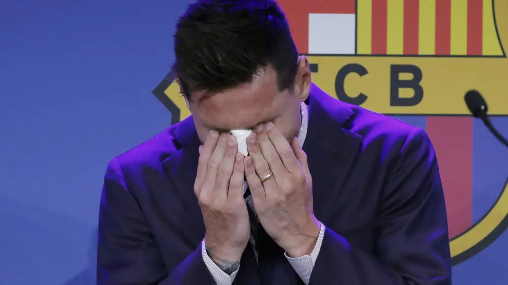 Messi en su despedida del club.