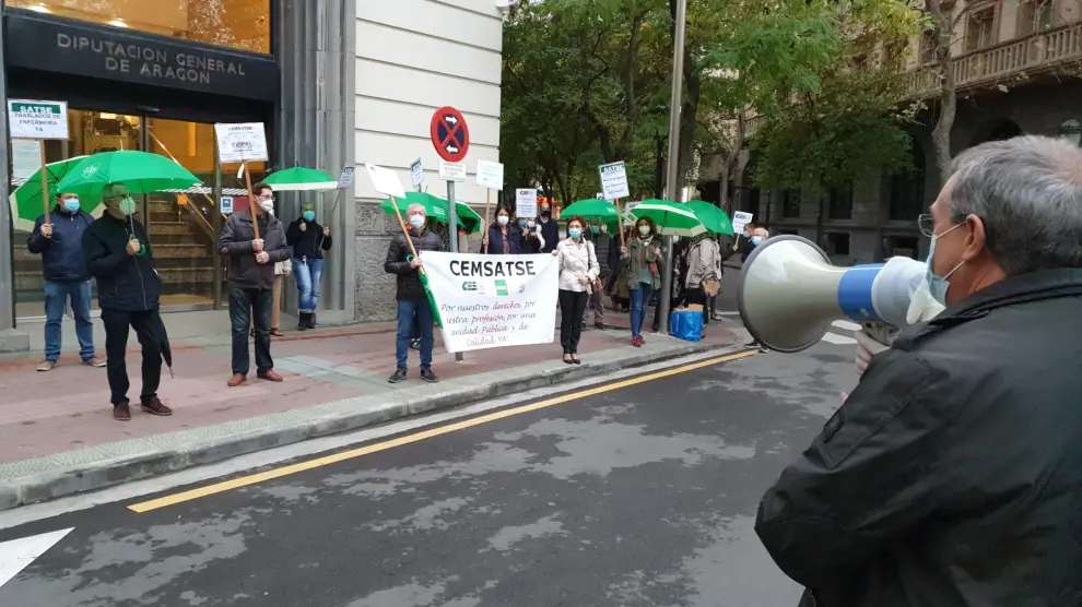 Manifestación de CEMSATSE ante la Delegación del Gobierno de Aragón el año pasado
