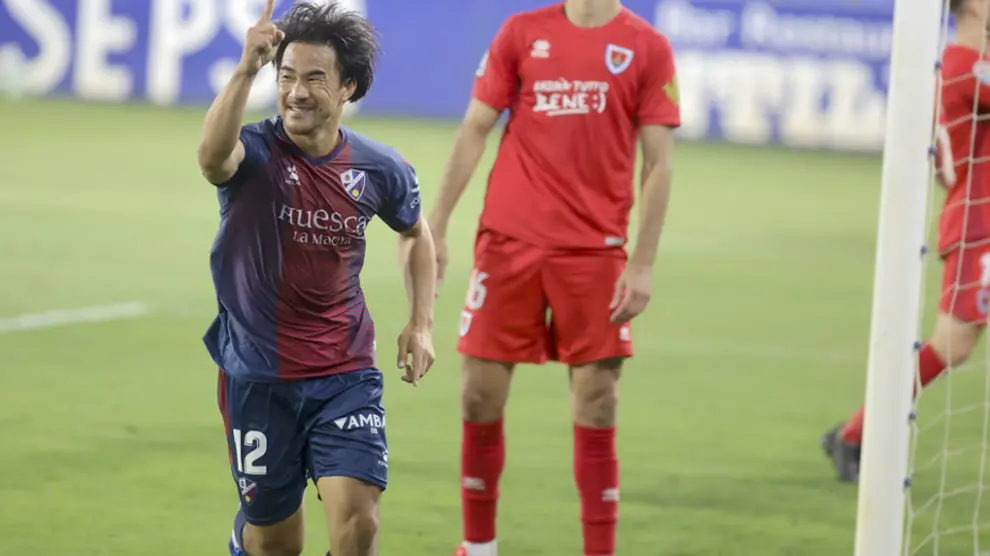 Shinji Okazaki marcó doce goles en su primera temporada en el Huesca