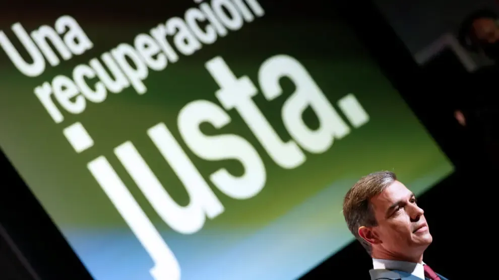 Pedro Sánchez, durante la presentación de los planes del Ejecutivo para lograr una recuperación “justa”