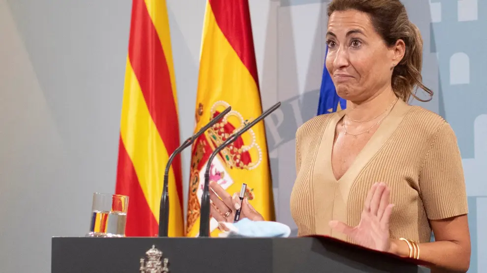 La ministra Raquel Sánchez ayer durante su comparecencia sobre el futuro del aeropuerto de Barcelona