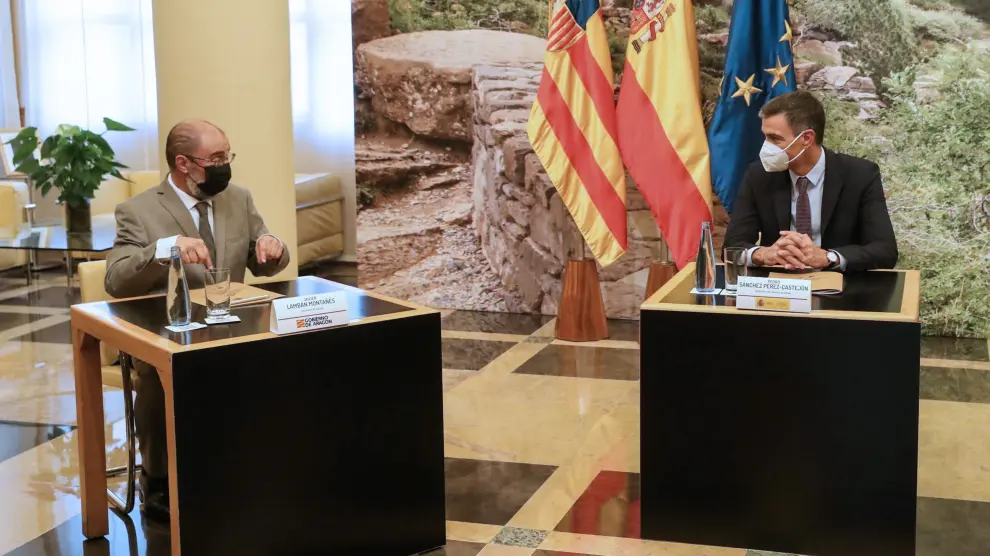 Imagen del encuentro mantenido este jueves entre Javier Lambán y Pedro Sánchez.