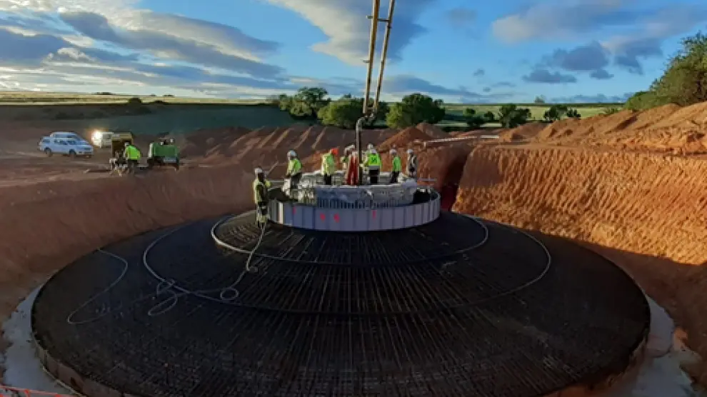 Imagen de la construcción del parque eólico.