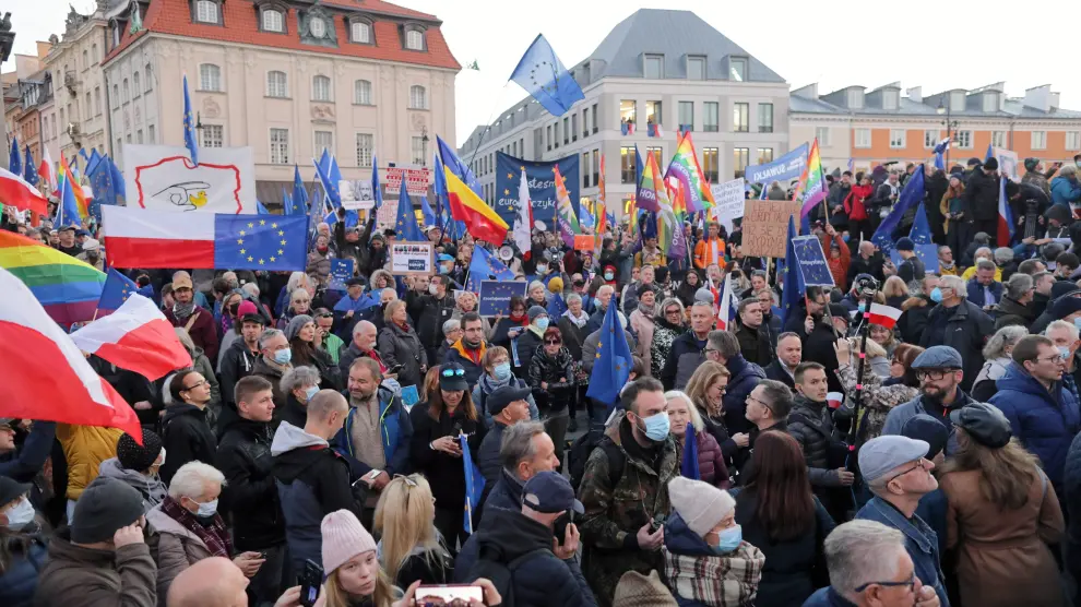 La manifestación más multitudinaria fue la convocada en el centro de la capital, Varsovia. POLAND EU DEMONSTRATION