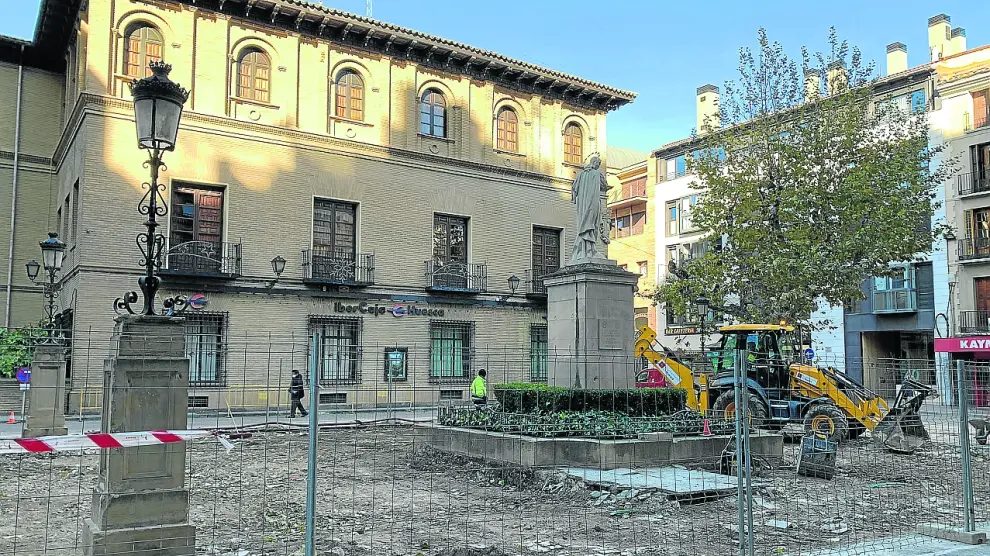 Obras en la plaza de la Inmaculada de Huesca