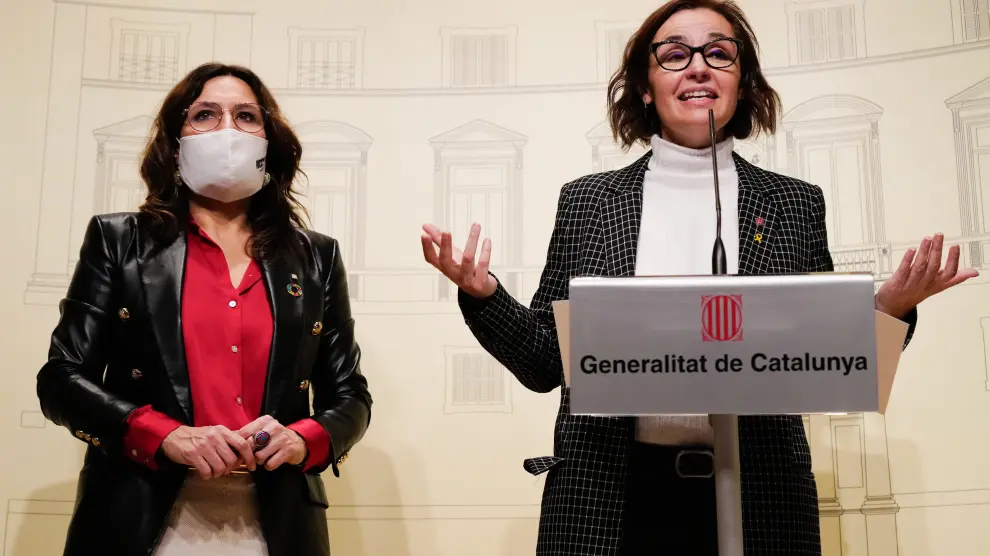 Laura Vilagrà y Anna Caula durante su comparencia ayer.