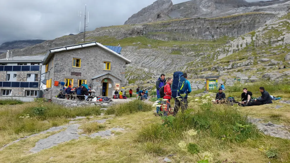 Refugio de Góriz, situado a 2.200 metros de altura, en el pleno valle de Ordesa.