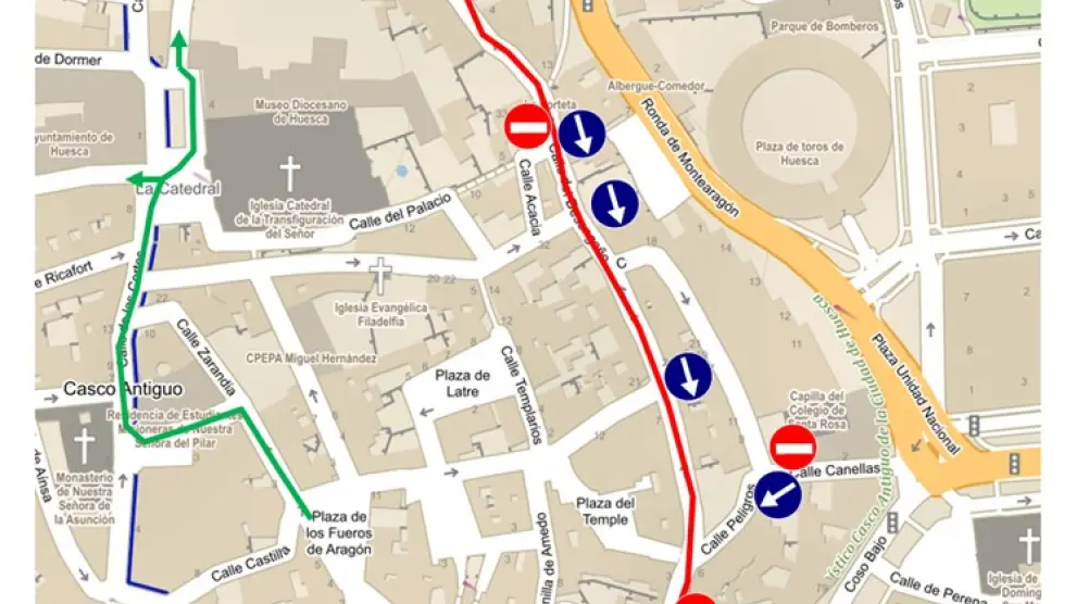 Mapa explicativo del corte al tráfico de la calle Canellas.