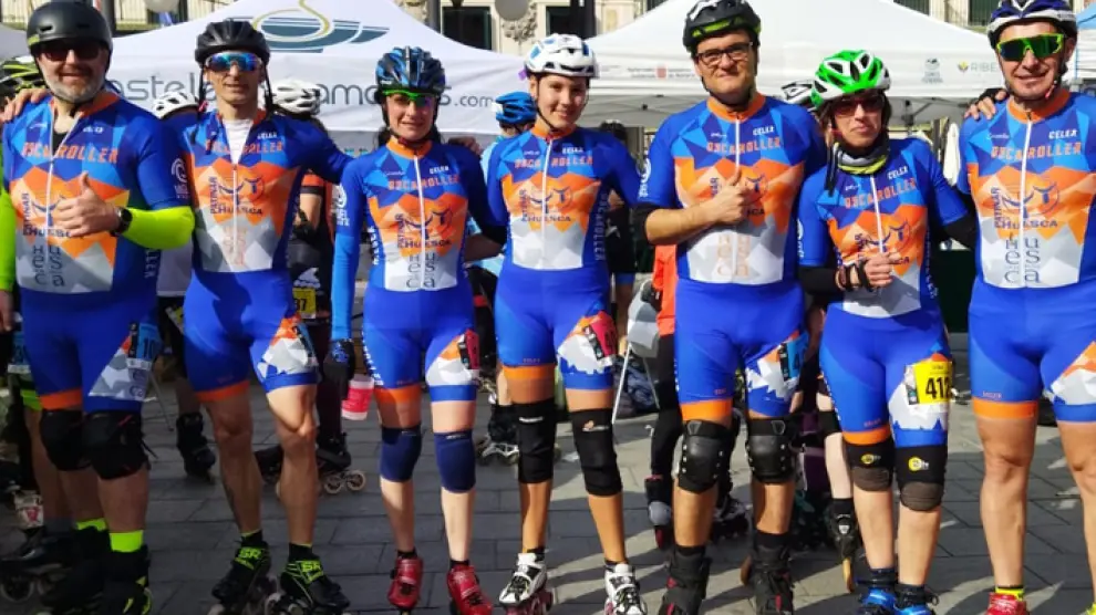 Parte de los patinadores del club en Tudela.