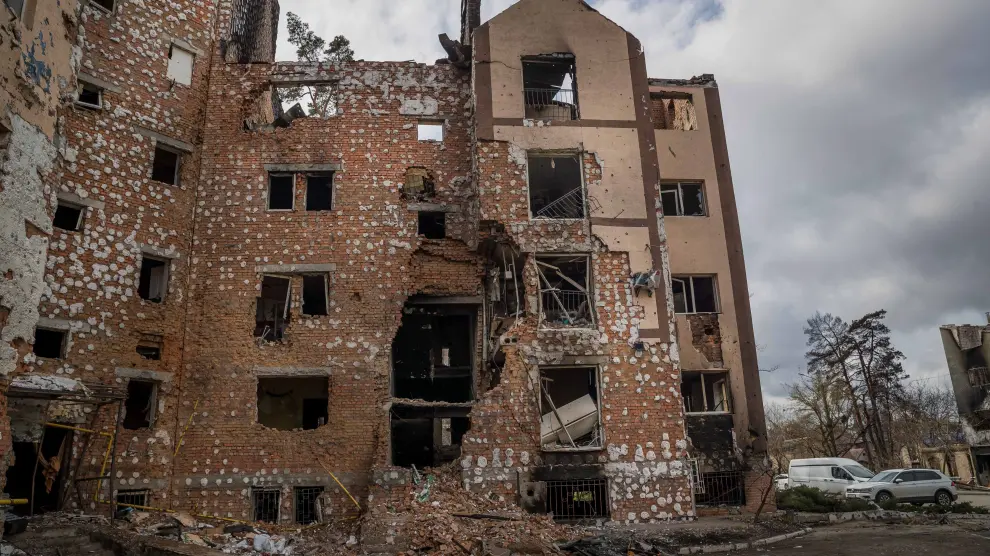 Edificios destruidos en la ciudad de Irpin, región de Kiev