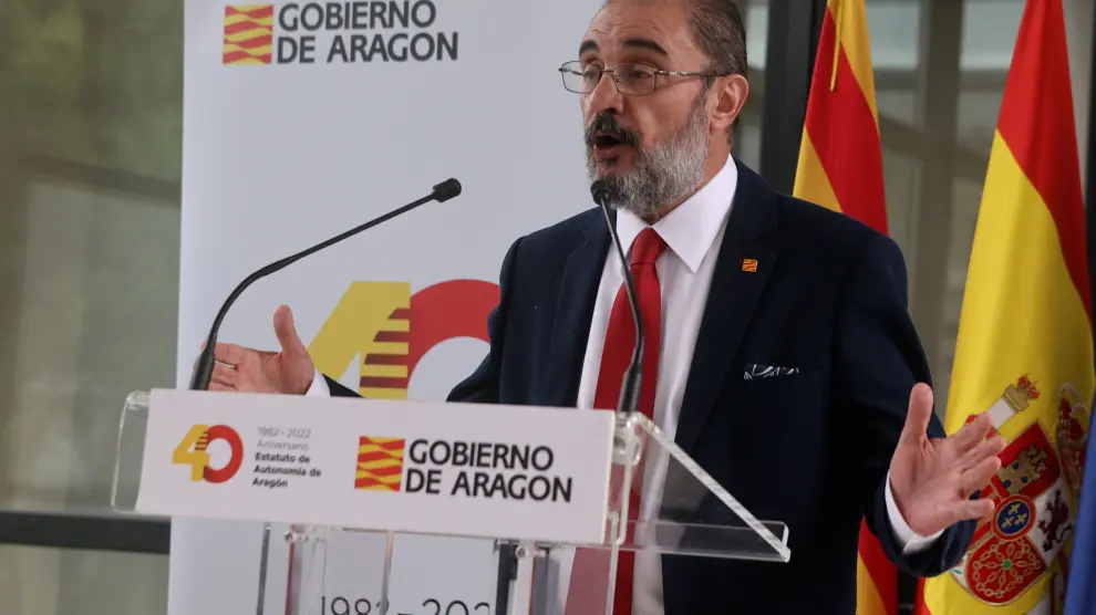 El presidente aragonés, Javier Lambán, en su visita este lunes al CEEI.