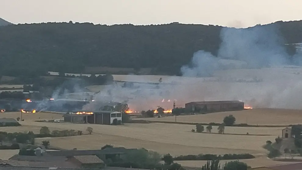 Se ha producido un aparatoso incendio en una finca de cultivo próxima al casco urbano.