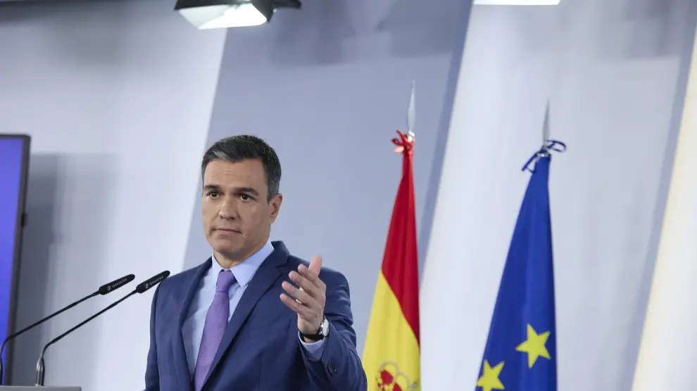 Pedro Sánchez durante su comparecencia tras la reunión extraordinaria del Consejo de Ministros.