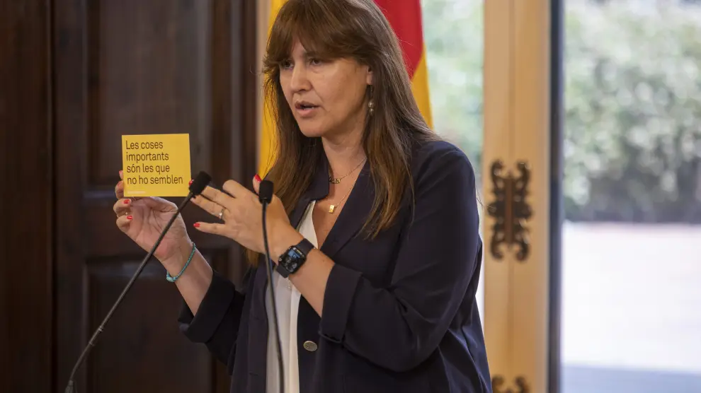 Laura Borràs ha comparecido tras su suspensión como diputada y presidenta de la cámara catalana.