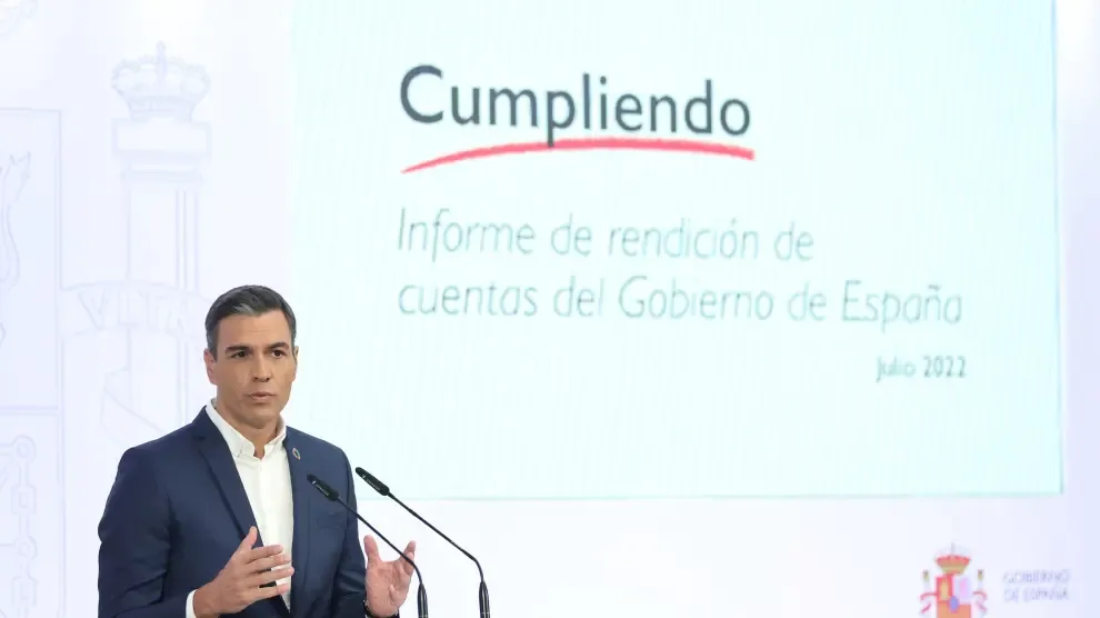 El presidente del Gobierno, Pedro Sánchez, comparecía en Moncloa para hacer balance del curso político.