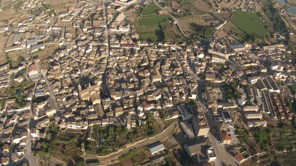 Vista aérea de la localidad de Sariñena.