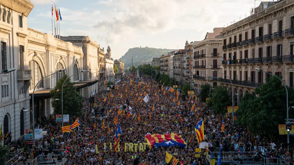 Manifestación con motivo de la Diada este domingo en Barcelona.