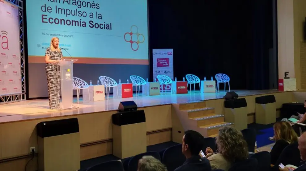 la Consejera Marta Gastón durante su intervención en Barbastro en la jornada celebrada en marco de FERMA Innova.