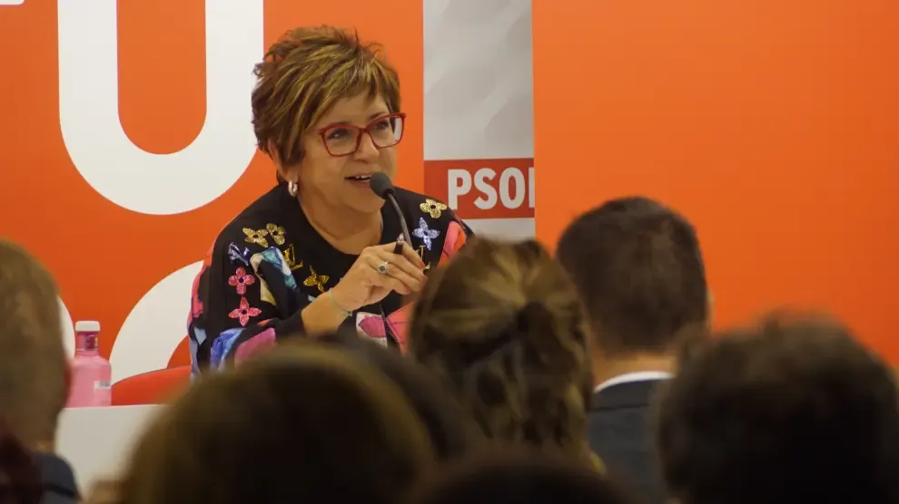 Elisa Sancho durante una intervención en el Comité Provincial de la Federación Altoaragonesa del PSOE.