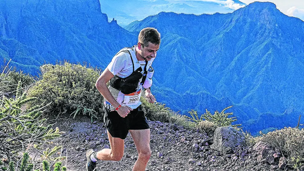 Dani Osanz, durante la maratón de la Transvulcania el sábado