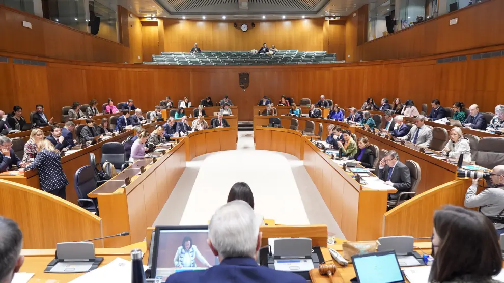 Sesión plenaria de las Cortes de Aragón este jueves.