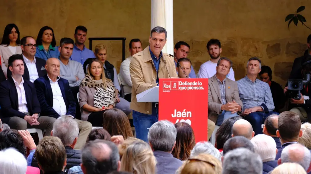 Pedro Sánchez este sábado durante su intervención en Úbeda.