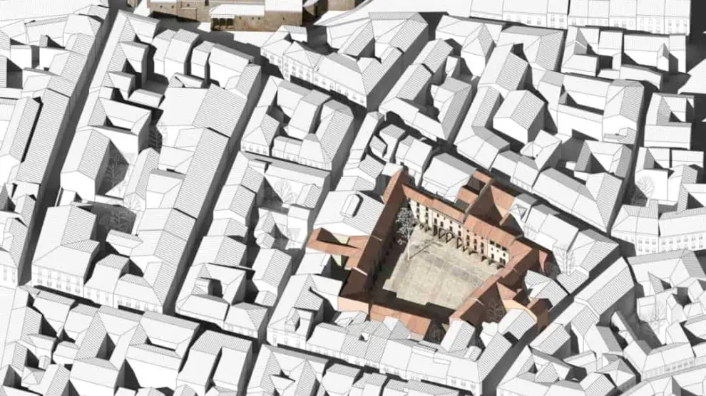 Un plano de cómo quedaría la nueva plaza situada en pleno casco histórico de Jaca.