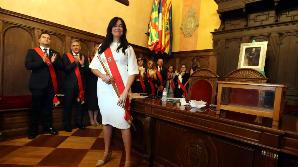 Lorena Orduna, el día de su toma de posesión como alcaldesa de Huesca.