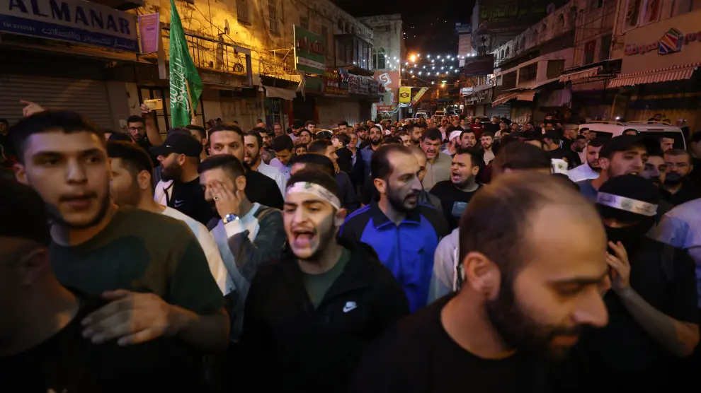 Protesta de los palestinos en la ciudad de Neblus.