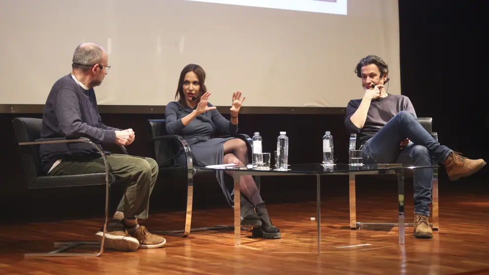 Javier Gurpegui, Paula Ortiz y Rodrigo Cortés, ayer en la Diputación de Huesca.