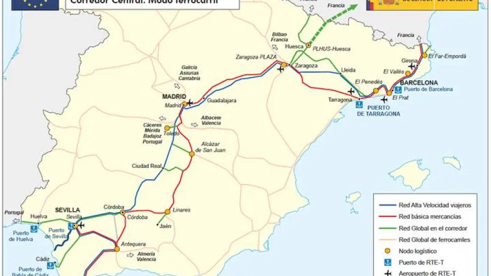 Propuesta del trazado de ferrocarril del Corredor Central.