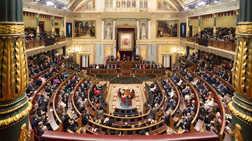 Vista del hemiciclo  en la Solemne Sesión de Apertura de las Cortes Generales de la XV Legislatura en el Congreso de los Diputados.