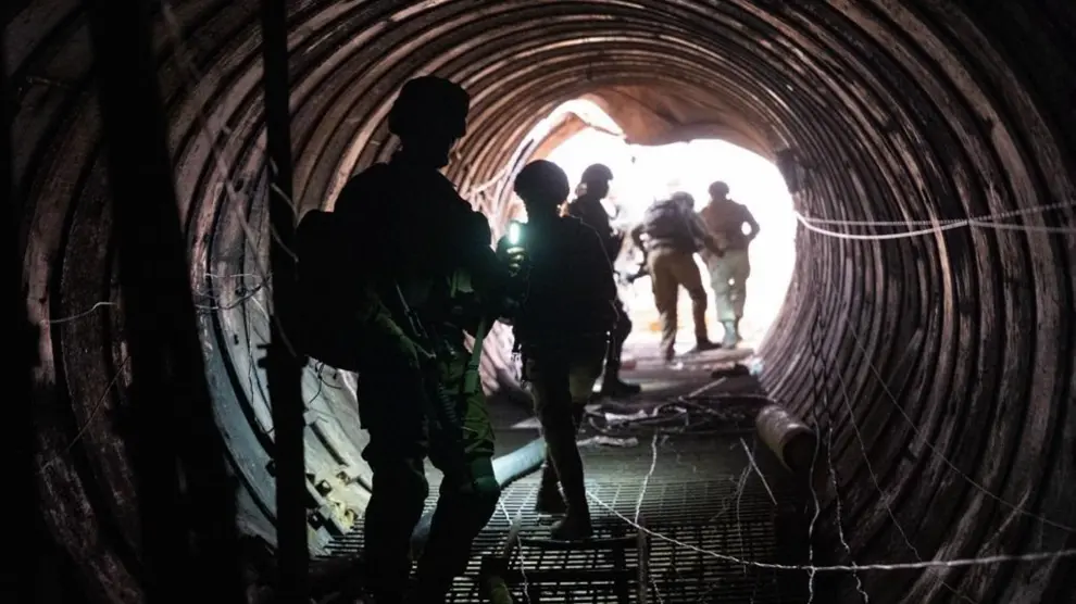 Túnel de Hamás en la Franja de Gaza descubierto recientemente.