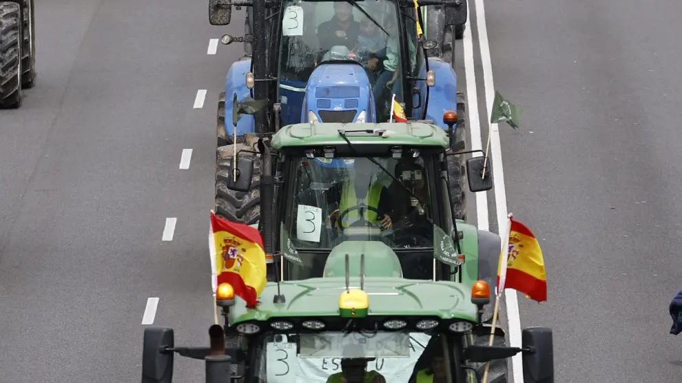 Agricultores y ganaderos llevaron ayer nuevamente sus reivindicaciones a Madrid. ESPAÑA AGRICULTURA PROTESTAS