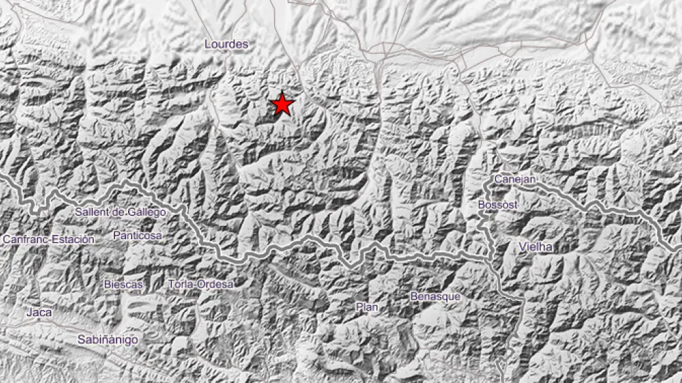 Terremoto registrado este martes a las 11:23 horas en la provincia de Huesca.