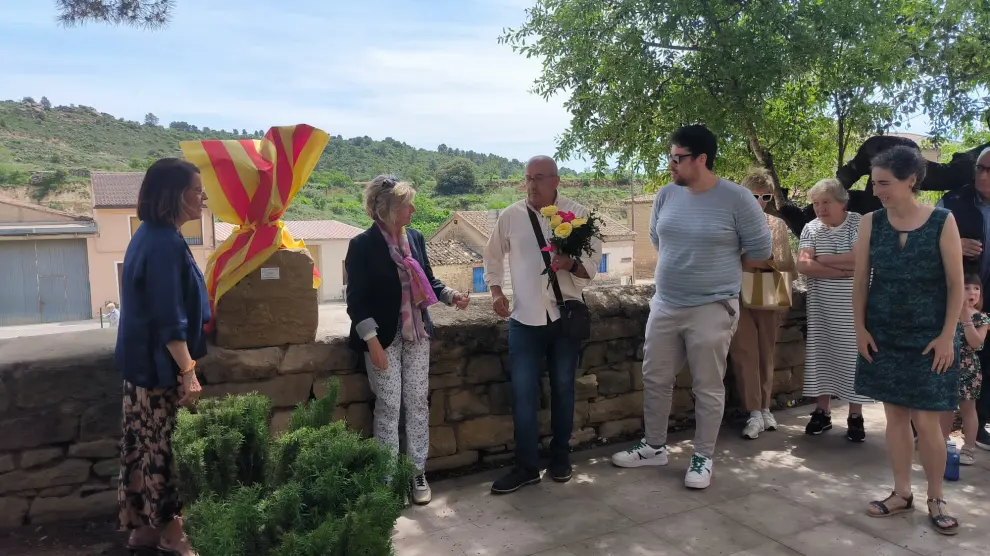Homenaje al primer Justicia de Aragón en la democracia, Emilio Gastón, este sábado en la localidad de Biscarrués.