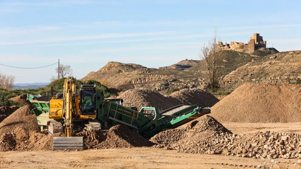 Imagen de archivo de las obras de construcción de la autovía A-22 entre Huesca y Siétamo.