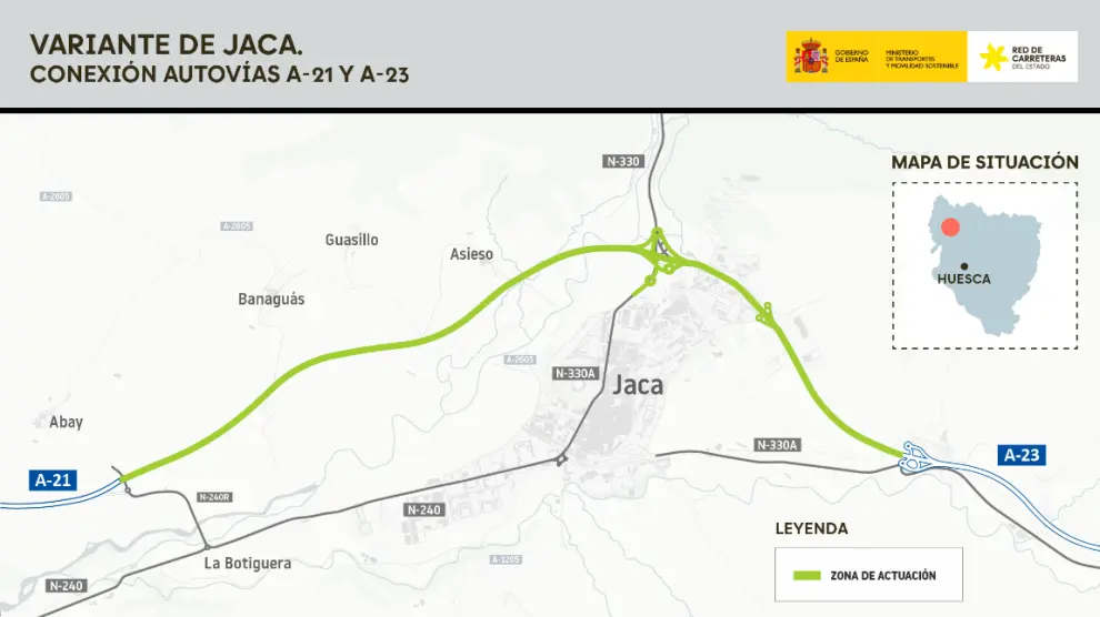 Imagen de por dónde transcurrirá la variante de Jaca