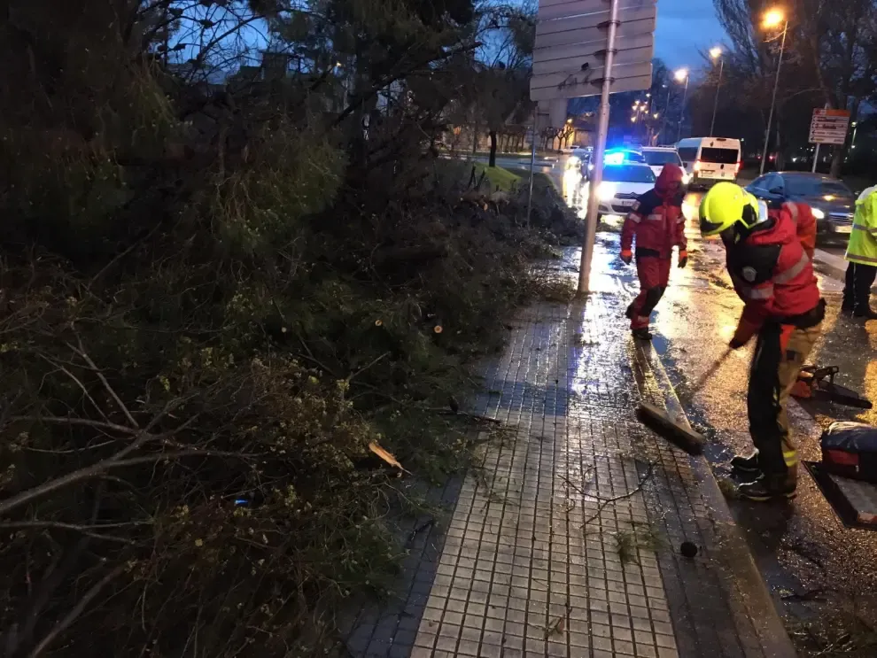 Incidencias por el viento en Huesca, Almudévar y Valsalada.