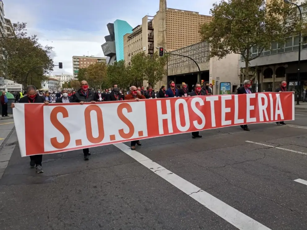Manifestación de hostlería, turismo y ocio en Zaragoza