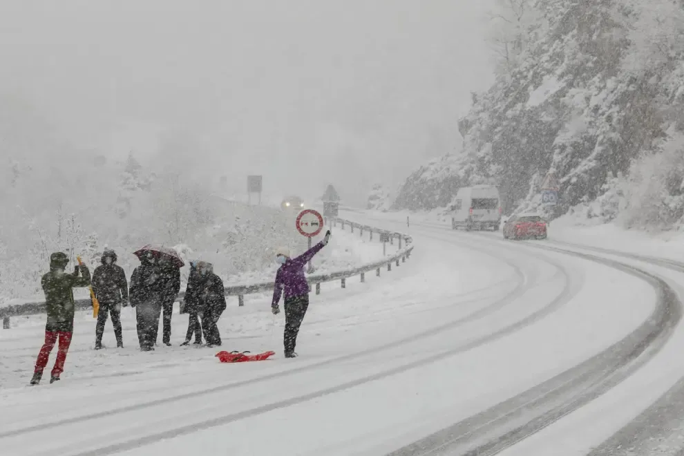 Tercera jornada de nieve en la provincia de Huesca
