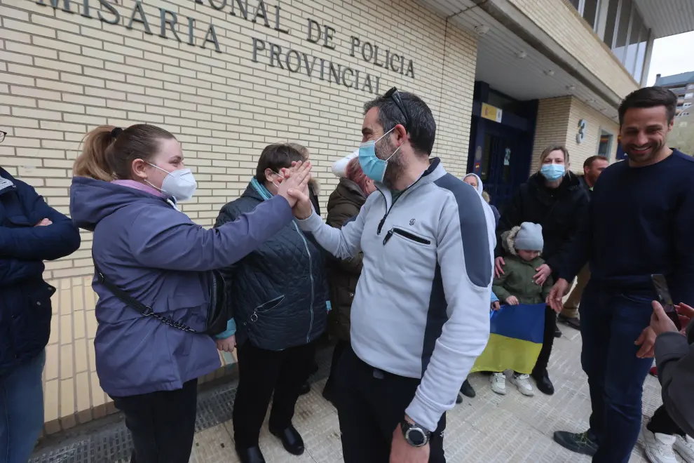 La caravana ha llegado a Huesca con dos familias de refugiados ucranianos