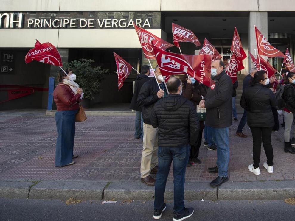 Protesta este miércoles ante el hotel NH Príncipe de Vergara de Madrid, que ha presentado un ERE.
