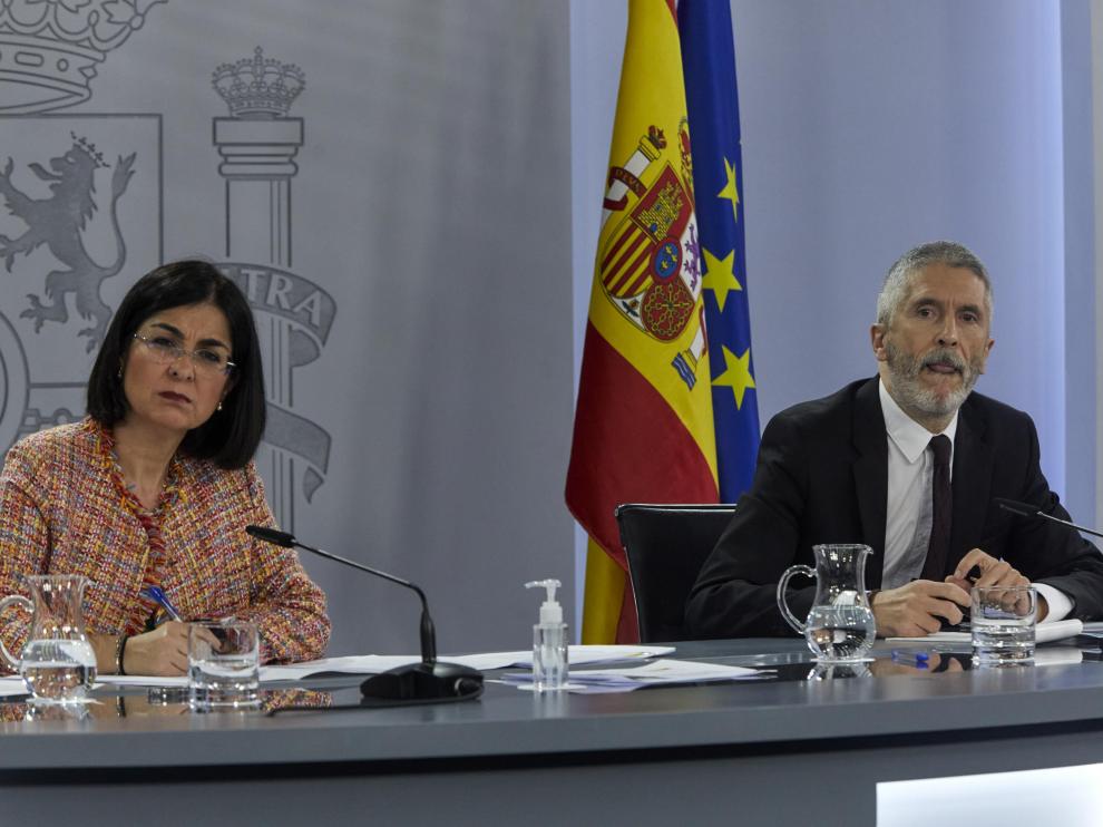 Carolina Darias y Fernando Grande-Marlaska durante su intervención de este miércoles.