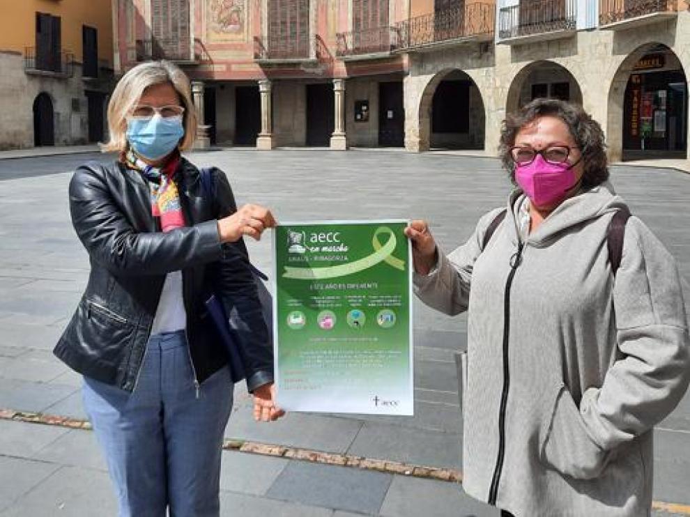 Rosé Bonet y María José Melgarejo, en la presentación de la Carrera AECC Graus-Ribagorza.