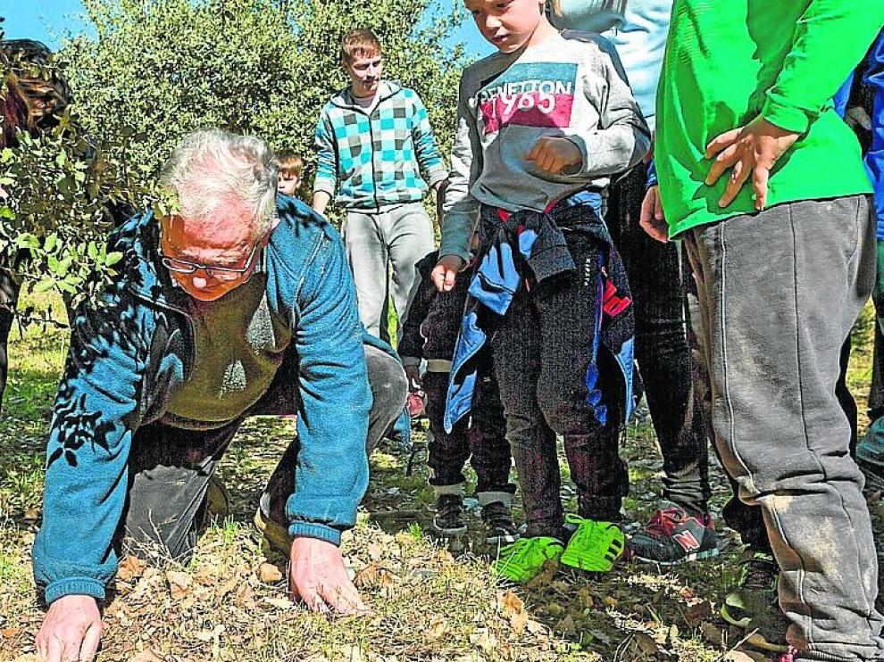 Un apasionado de la trufa enseña a los huéspedes de Casa ‘El Francés’ a buscar el hongo en una plantación y después a la mesa.