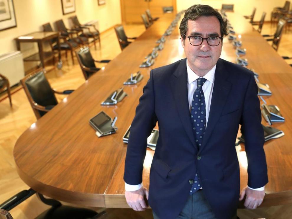 Antonio Garamendi en la sede de la CEOE en Madrid.