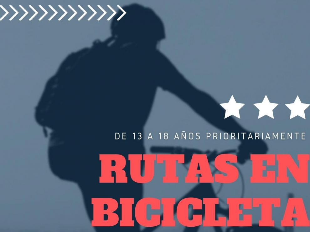 Cartel de las rutas ciclistas organizadas por el Ayuntamiento de Huesca.