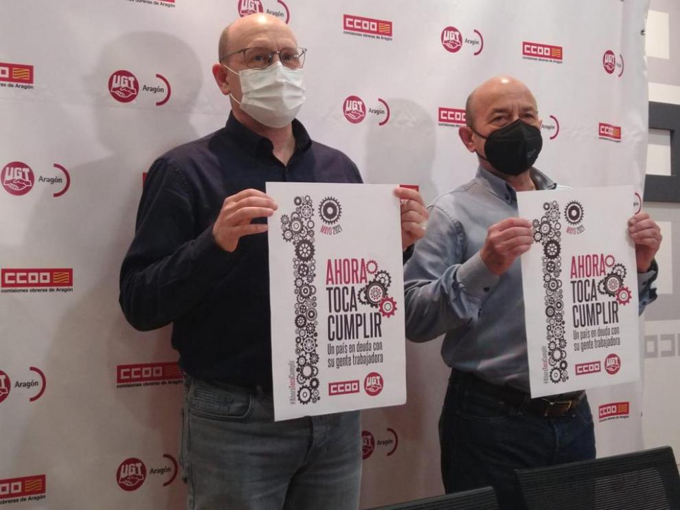 Manuel Pina y Daniel Alastuey en la presentación del Primero de Mayo.